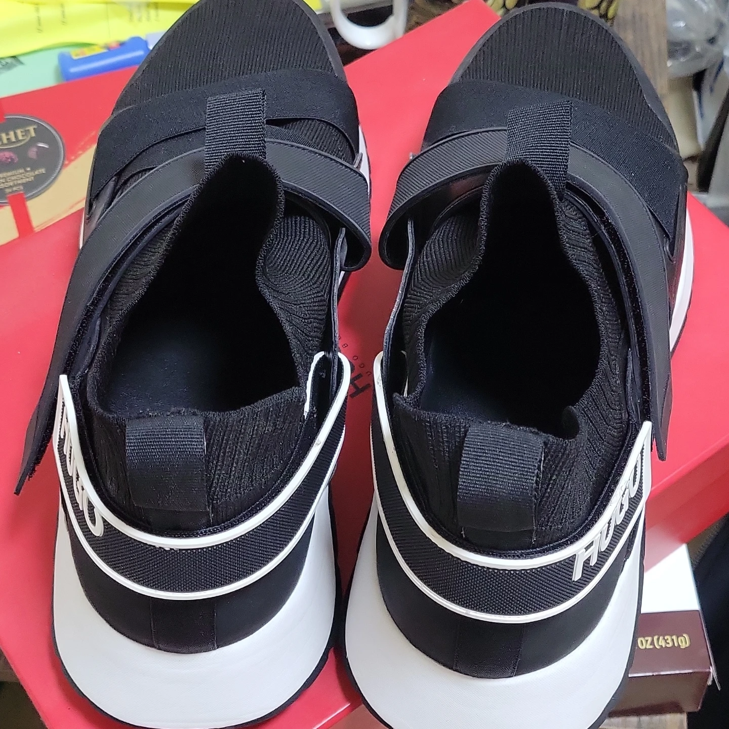 HUGO BOSS Men's Black Knit Slip-On Sneakers Size 12 - photo 5