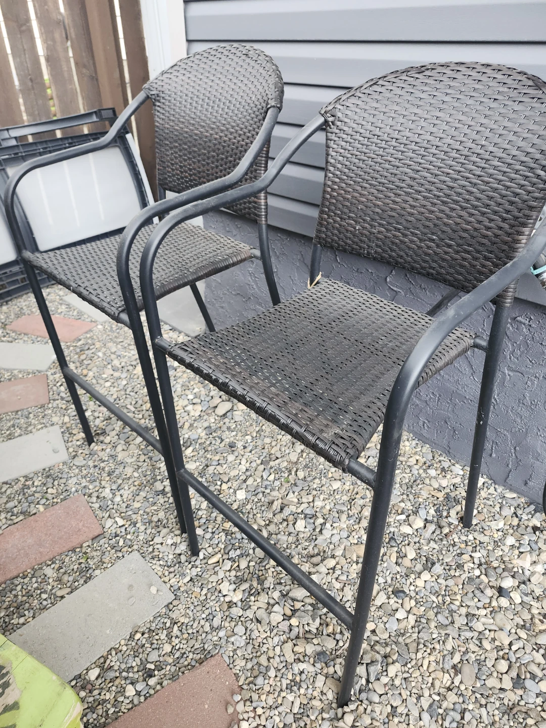 Set of 2 Wicker Bar Stools