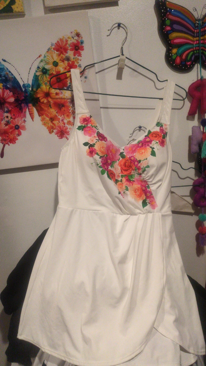 White dress with floral print