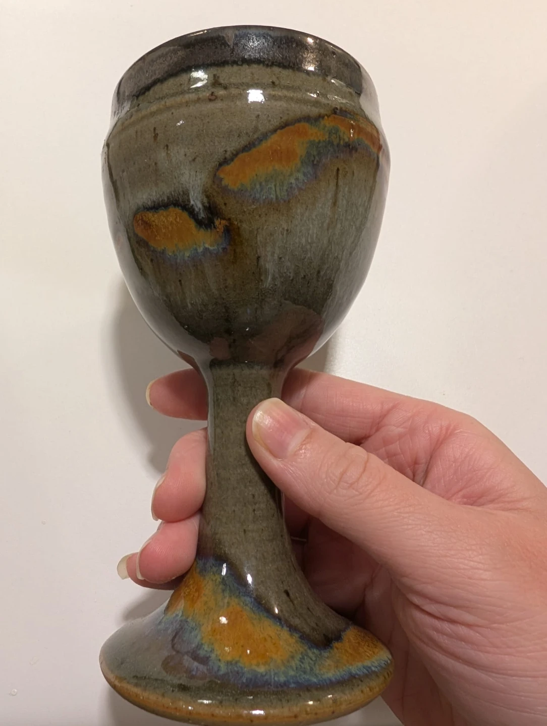 Handmade Studio Stoneware Pottery Goblet - photo 3