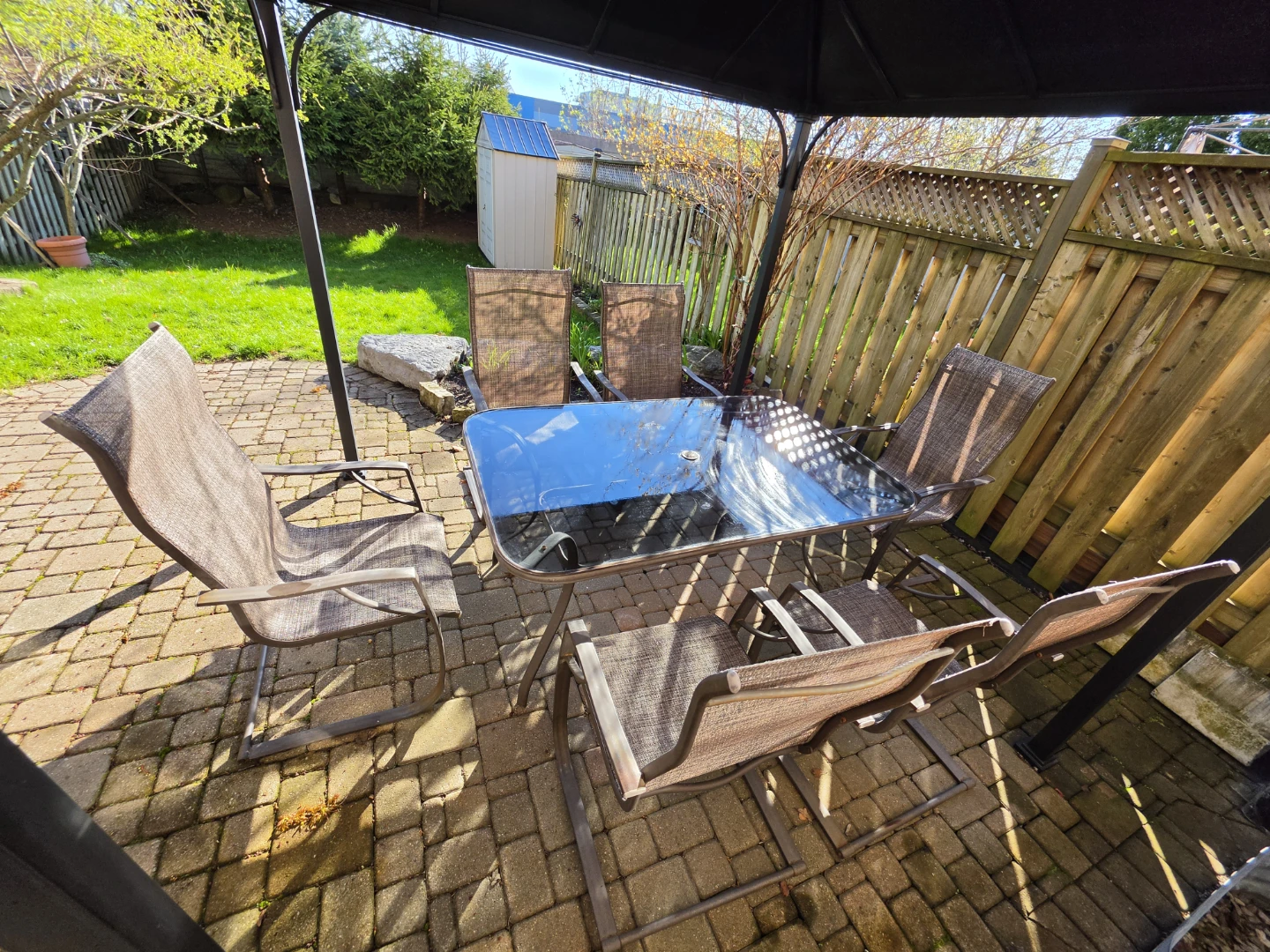 Patio Dining Set - Glass Top Table and 6 Chairs