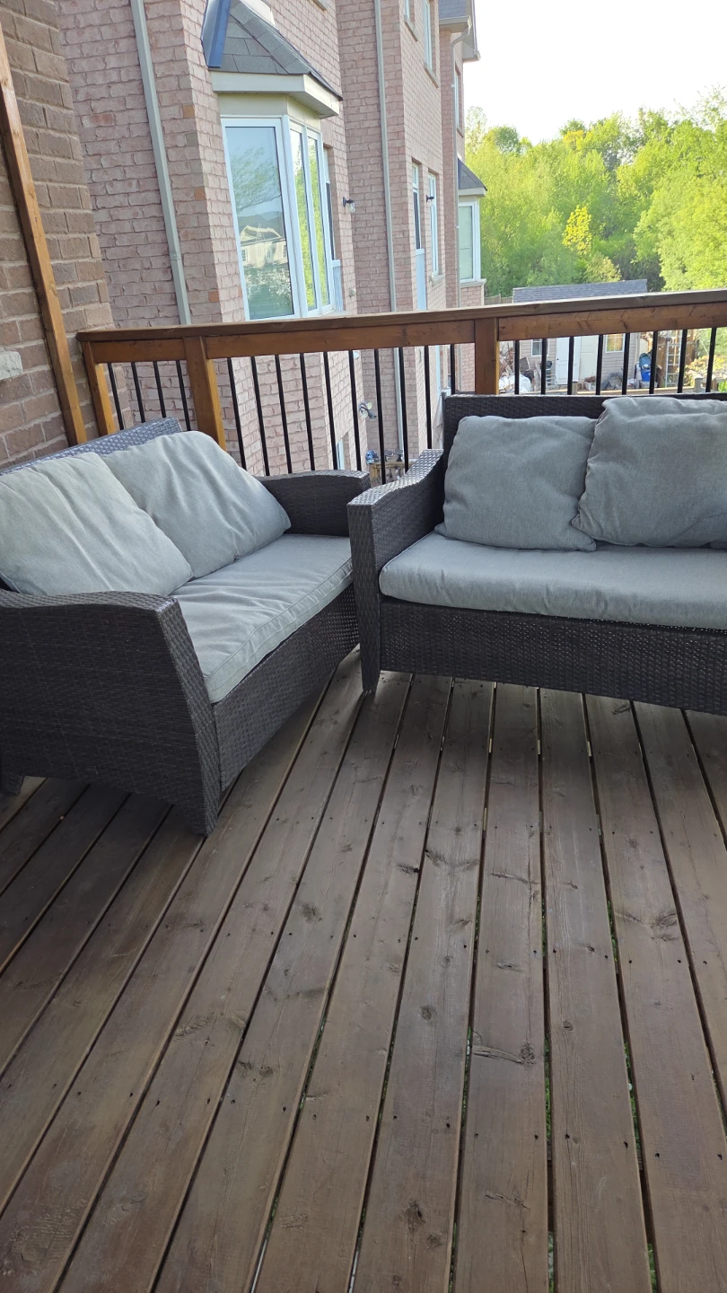 Grey Wicker Loveseat with Cushions - photo 2