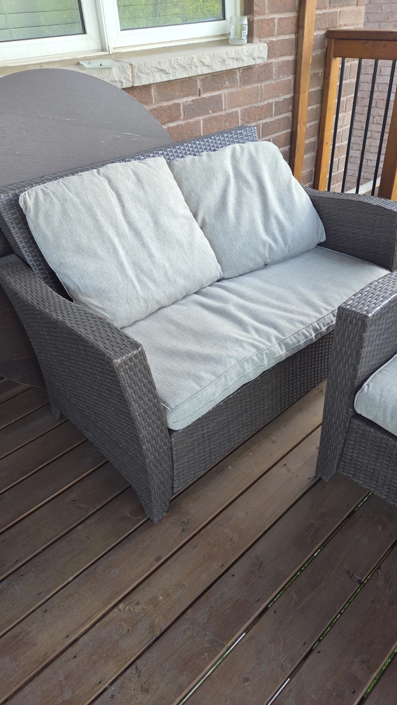 Grey Wicker Loveseat with Cushions - photo 3