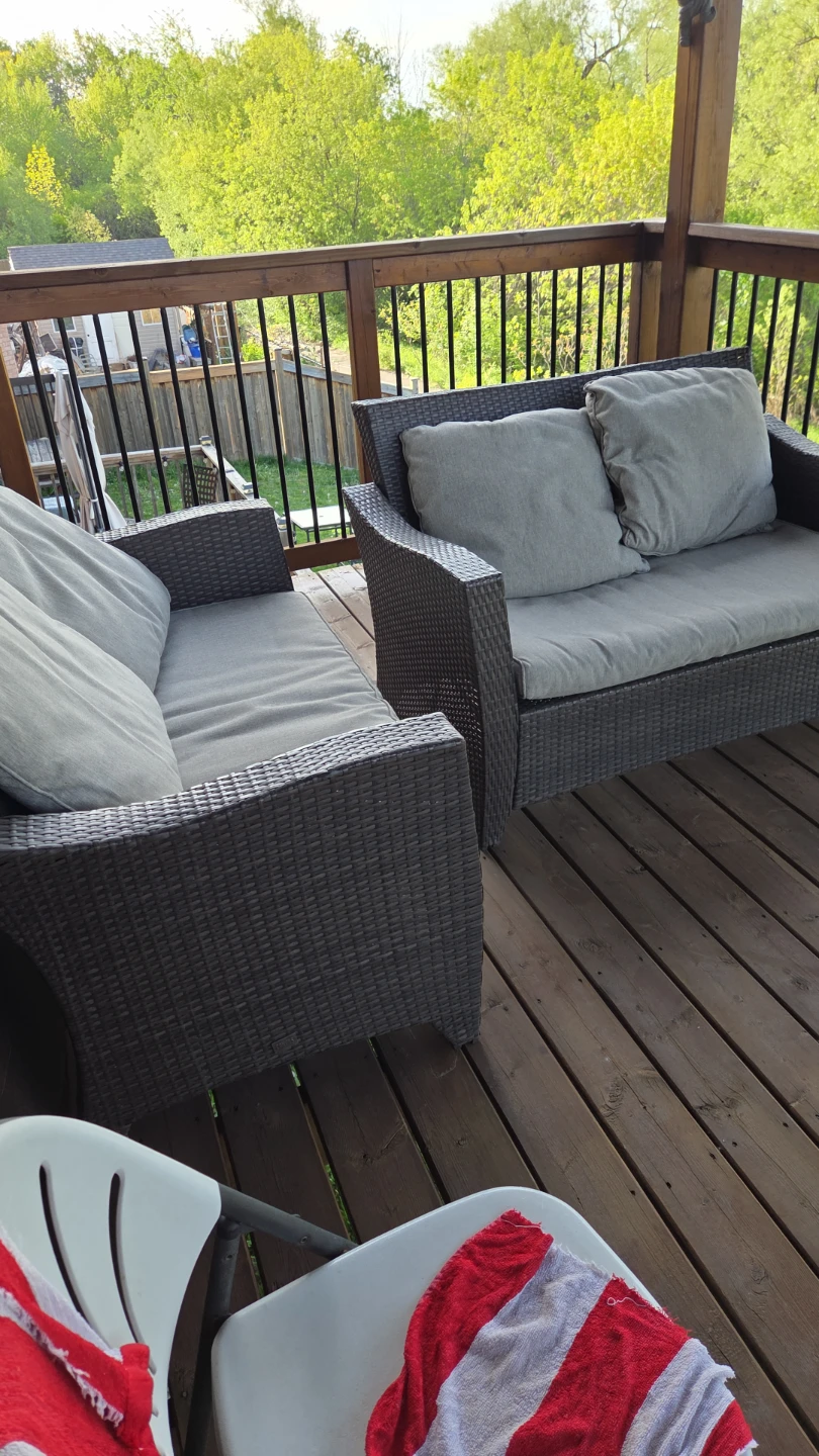 Grey Wicker Loveseat with Cushions - photo 4