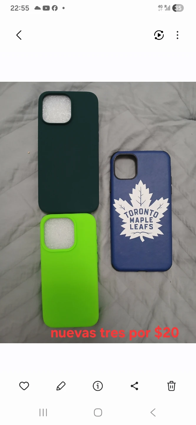 3 Phone Cases - Green, Dark Green, and Toronto Maple Leafs Blue