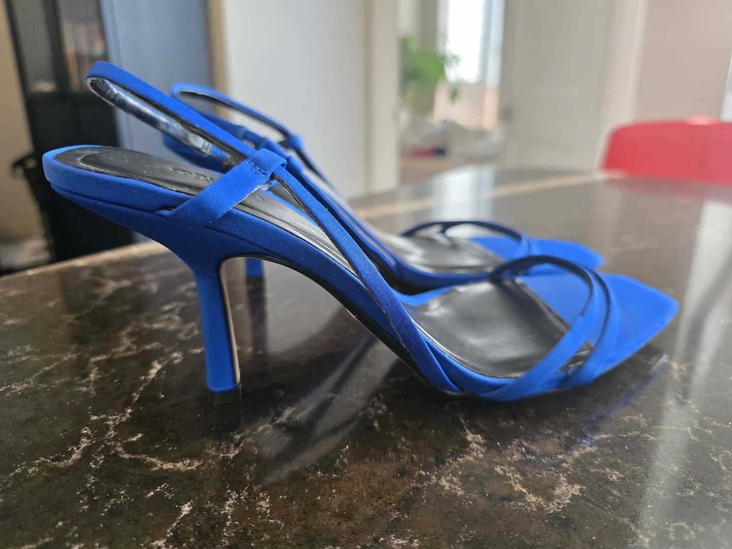 ZARA Blue Strappy Heeled Sandals - Size 39