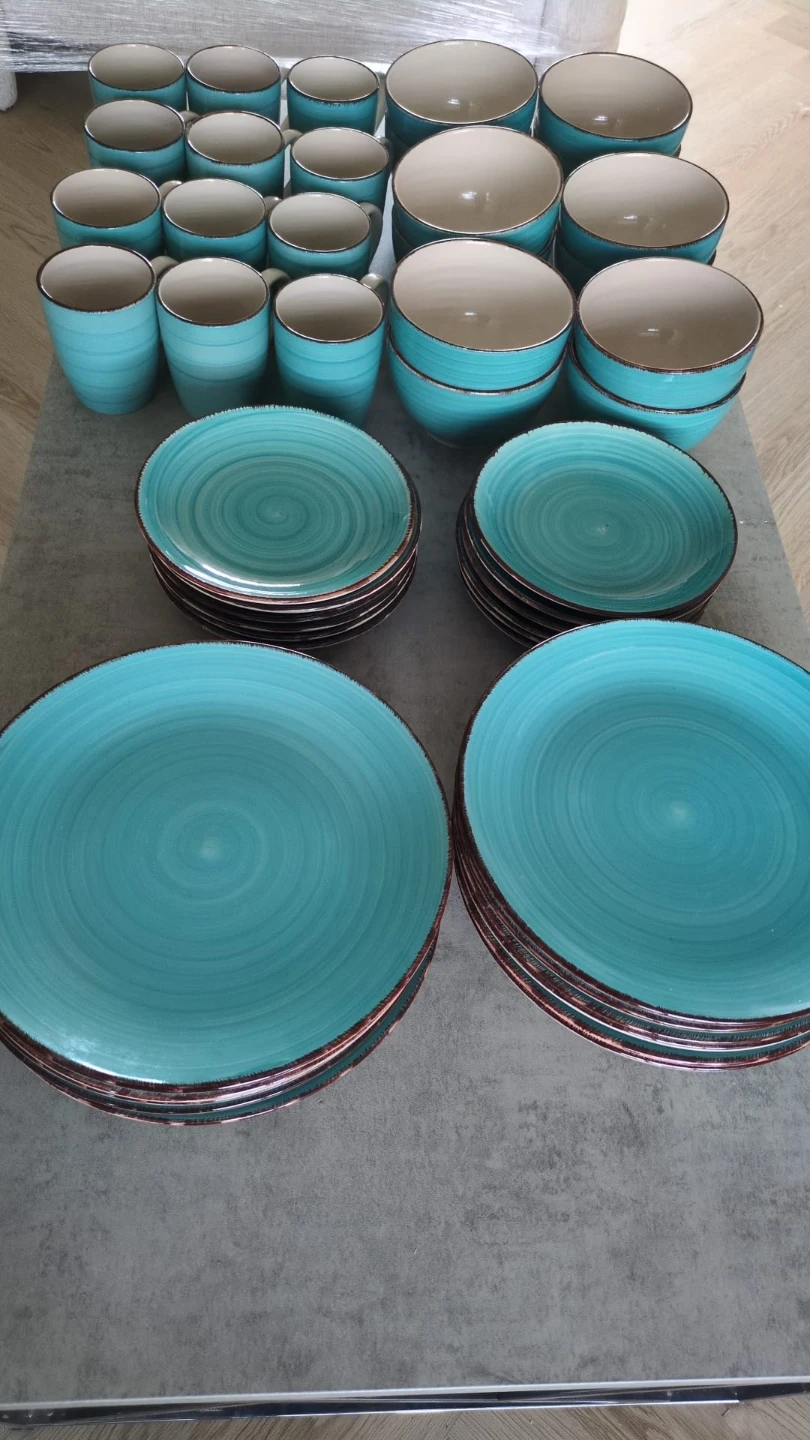 Teal Ceramic Dinnerware Set for 12 people