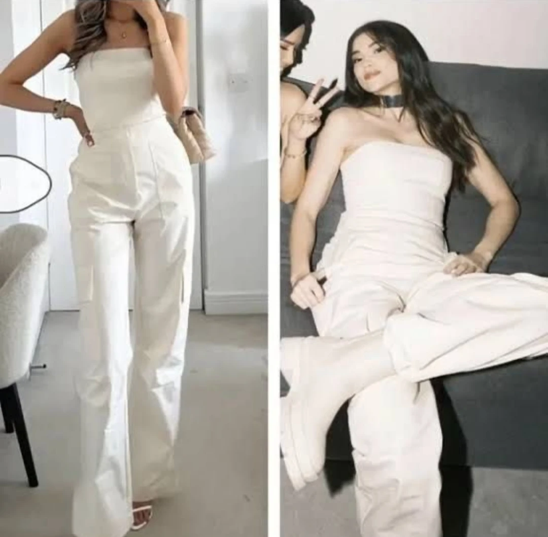 ZARA Strapless Long Cargo Jumpsuit - Size Small - photo 3