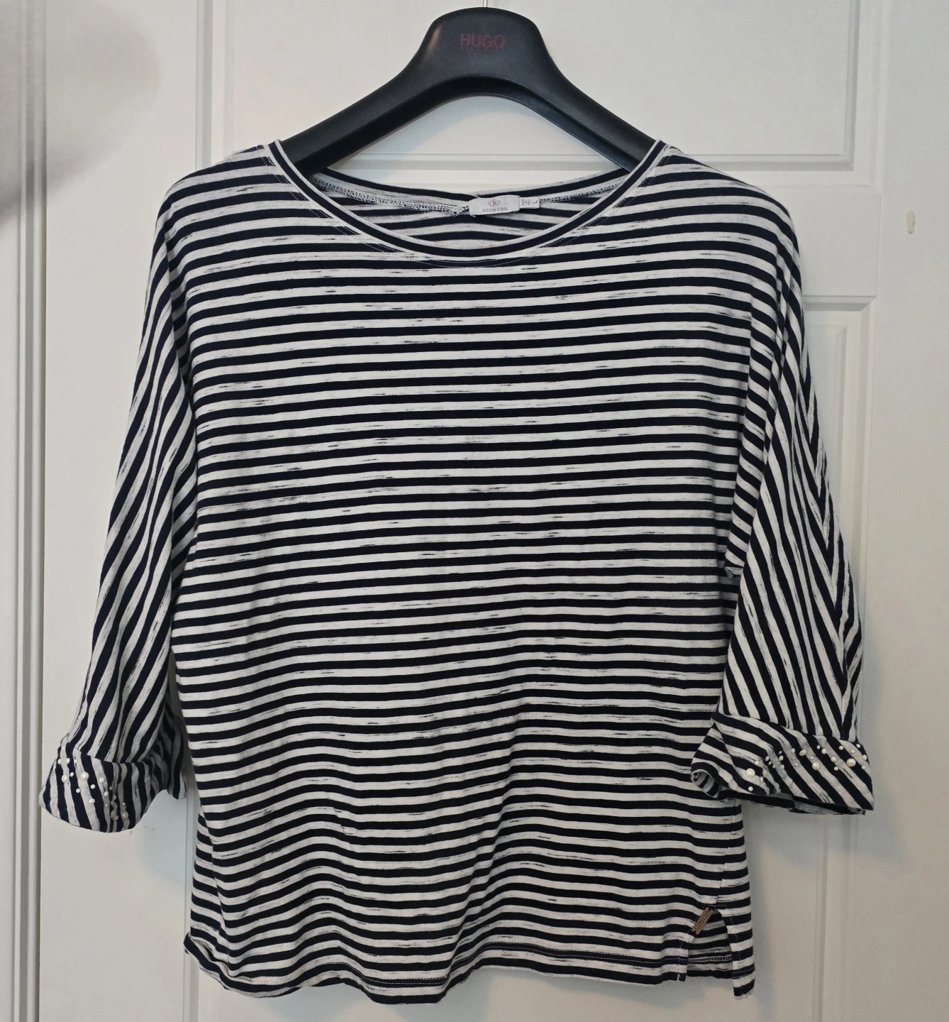 Dismero Striped Pearl Detail Blouse