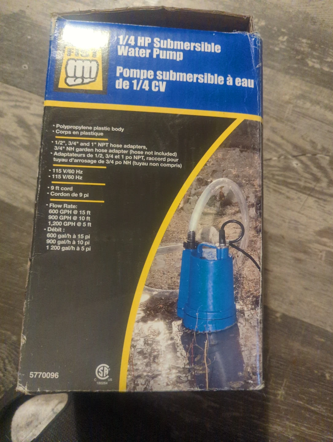 Brand New 1/4 HP Submersible Water Pump