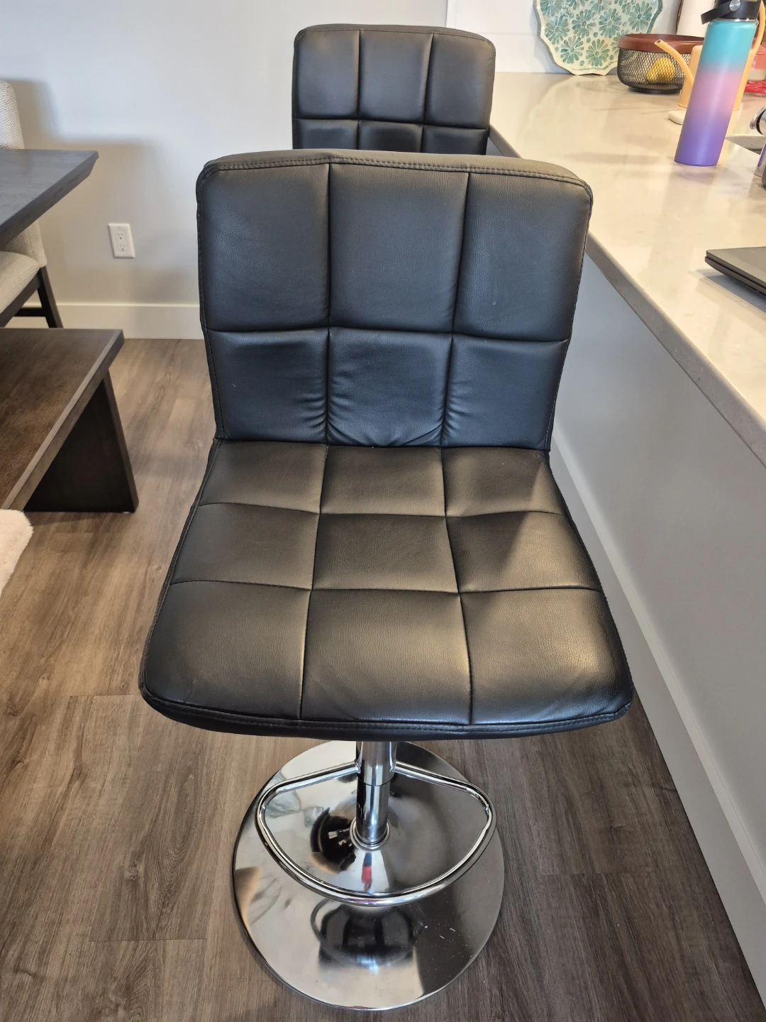 4 Black Faux Leather Bar Stool
