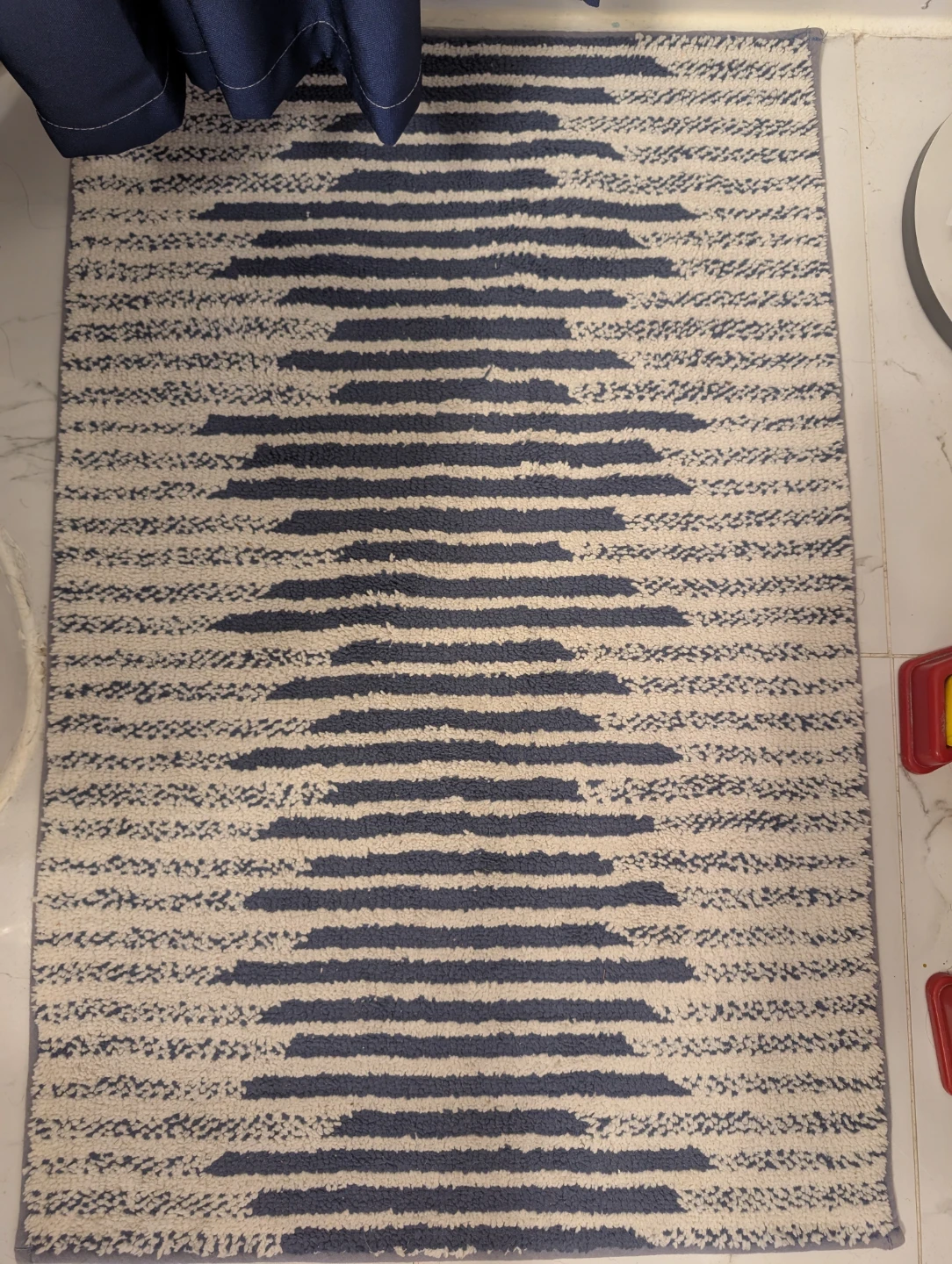 Blue bath towel, mat, curtain set - photo 5
