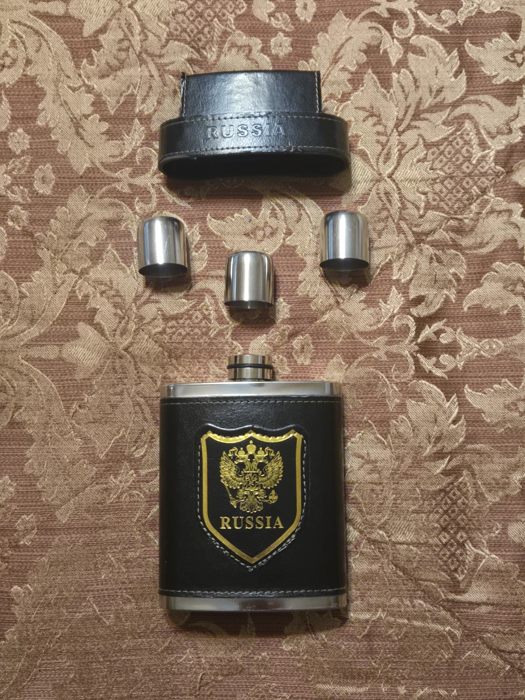 Russia Flask with 3 Shot Glasses
