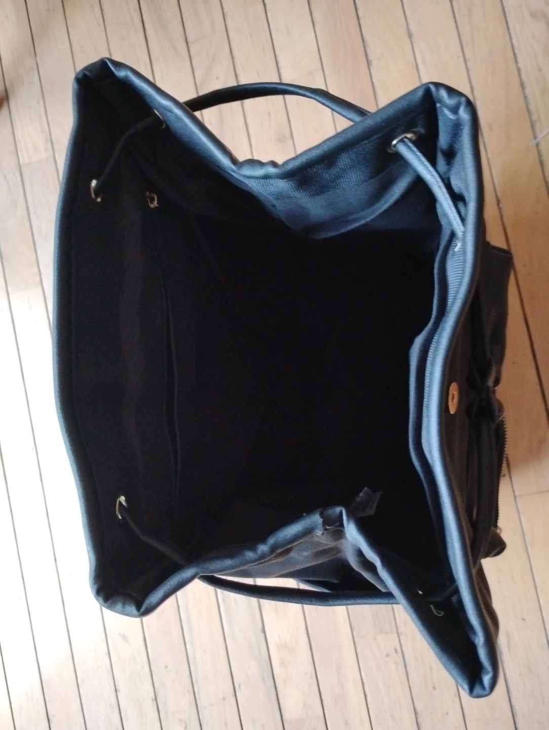 Black Backpack with Lace Detail