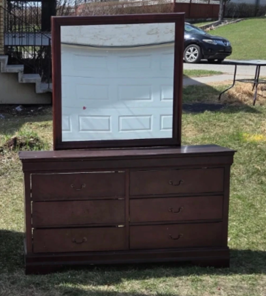 Dark Brown Dresser with Mirror