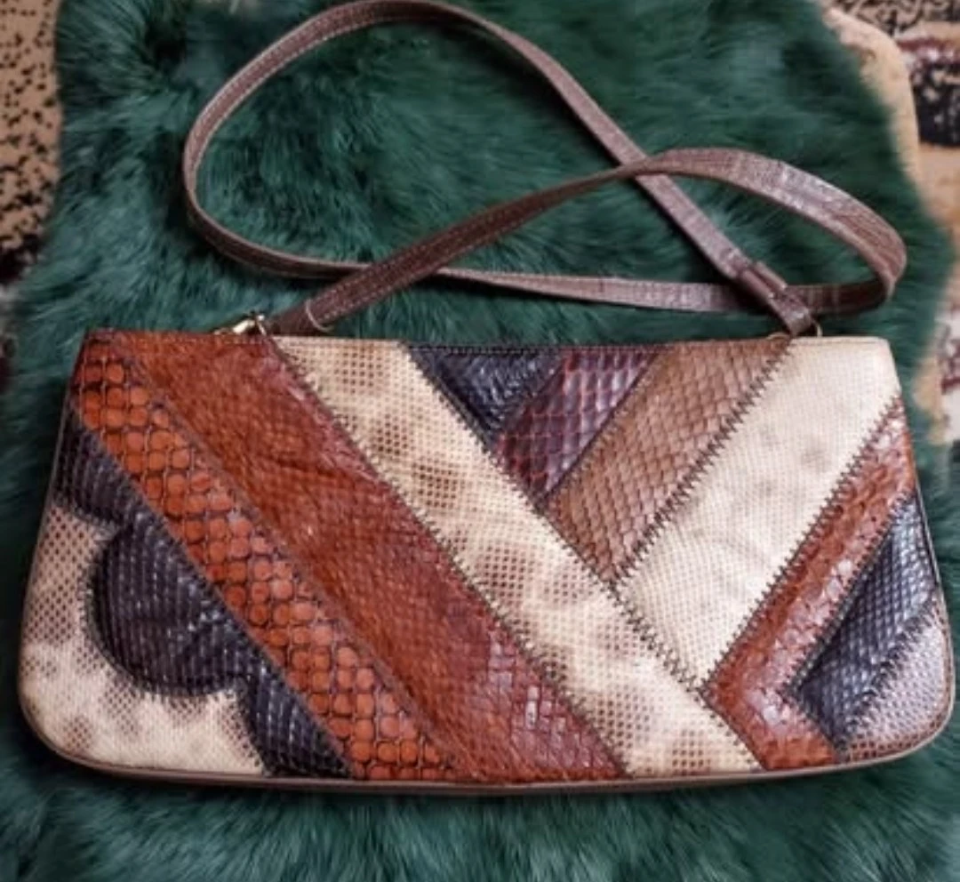 Patchwork Snakeskin Shoulder Bag - photo 3