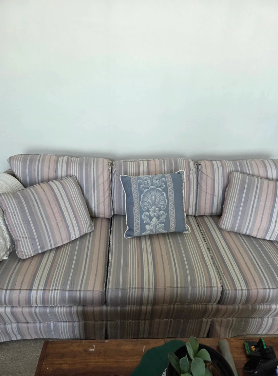 Sherrill Striped Sofa with Pillows