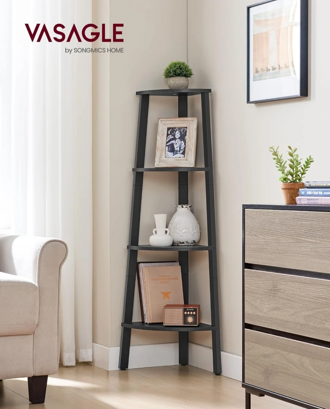 VASAGLE 4-Tier Corner Shelf