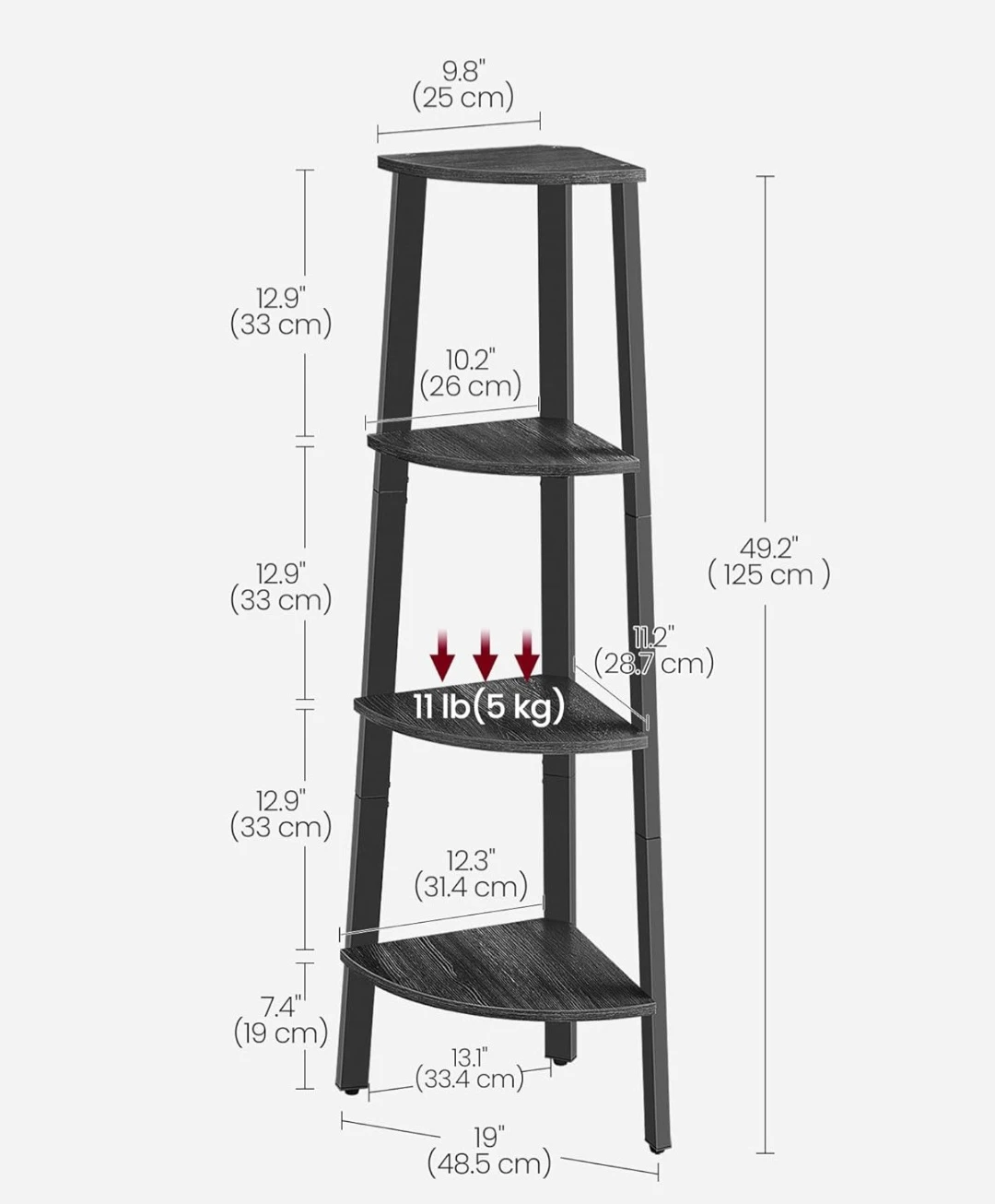 VASAGLE 4-Tier Corner Shelf - photo 3