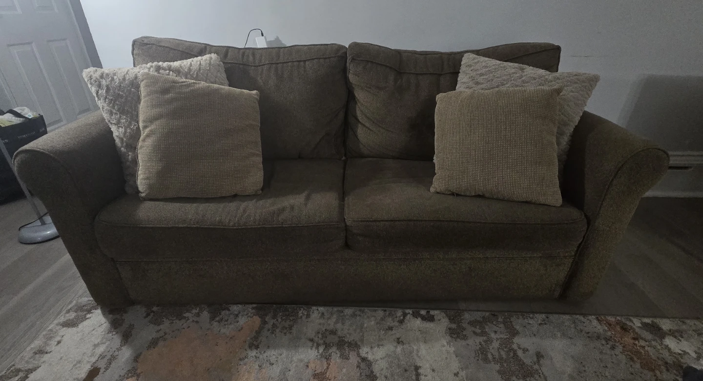 RUSH SALE!!! Brown pull out SOFA BED with pillows - photo 2