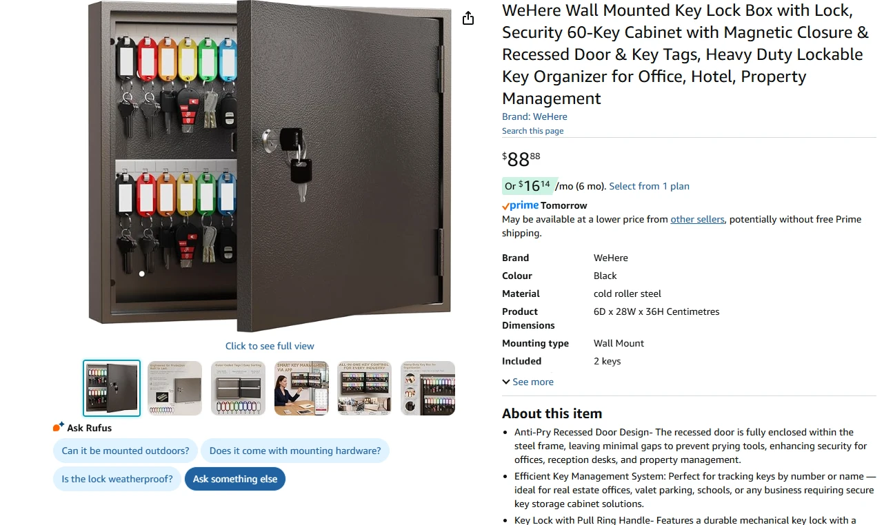 Wall Mounted Key Box Lock Security 60-Key Cabinet - photo 2