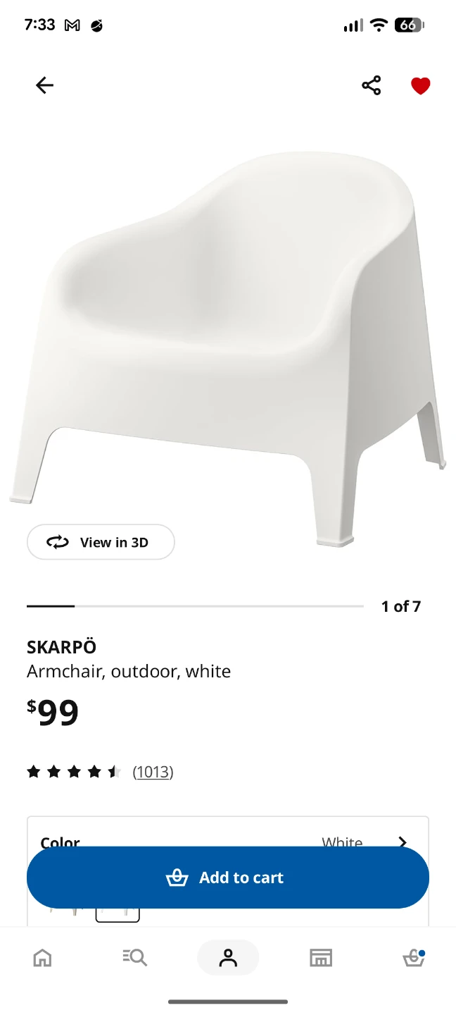 IKEA SKARPÖ Armchair, Outdoor, White - photo 2