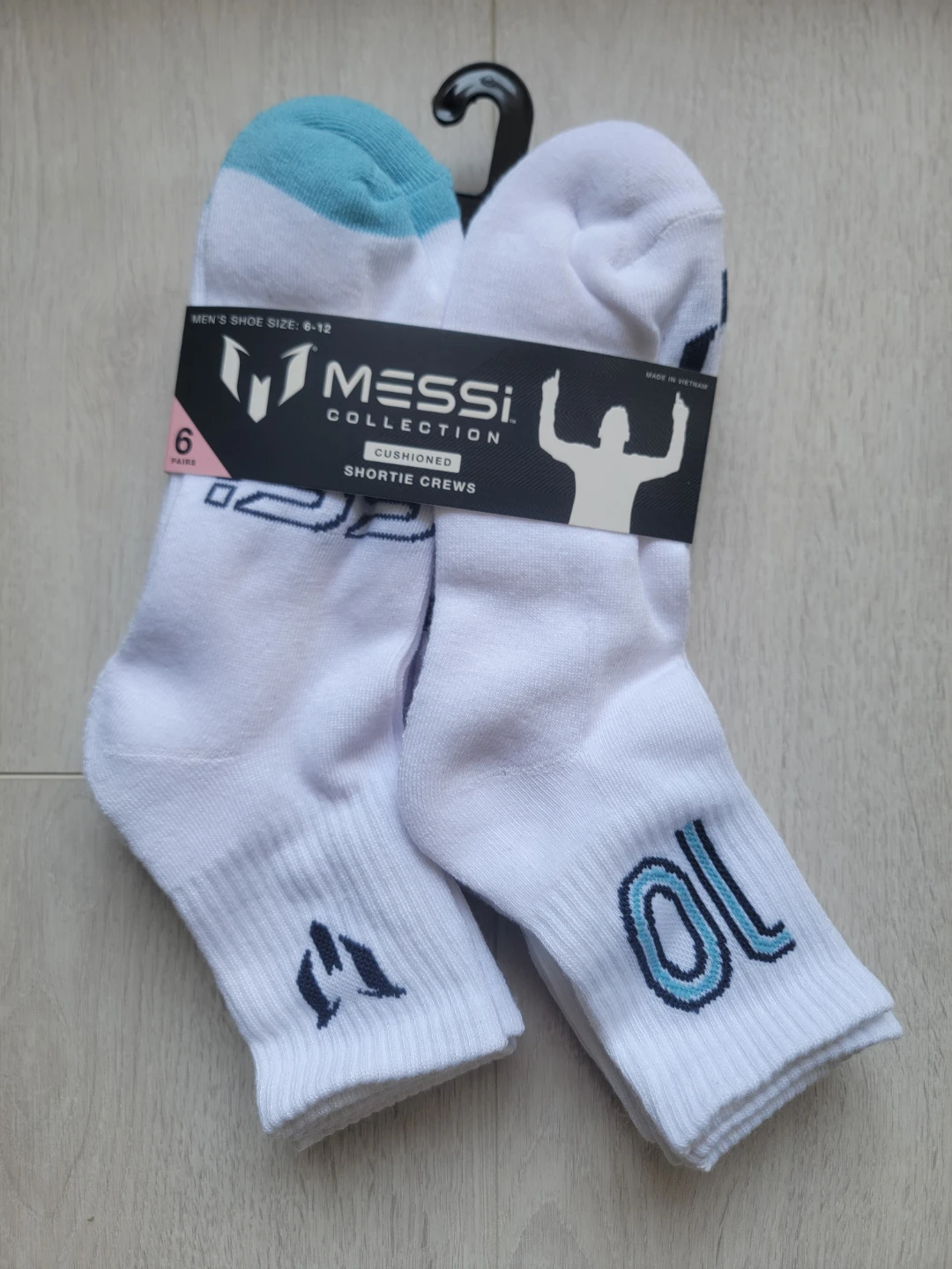 Messi Collection 6 Pairs Cushioned Shortie Crew Socks