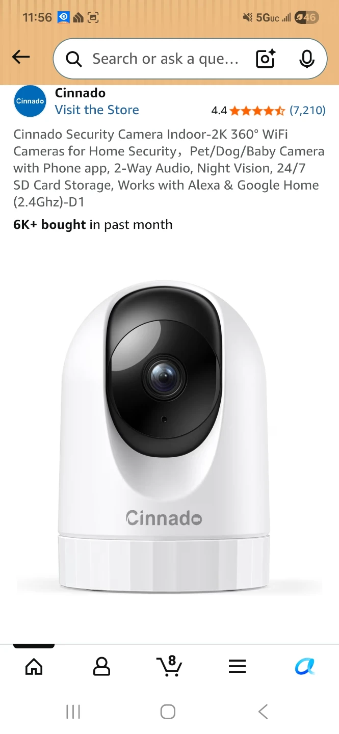 Cinnado Indoor Security Camera 2K WiFi
