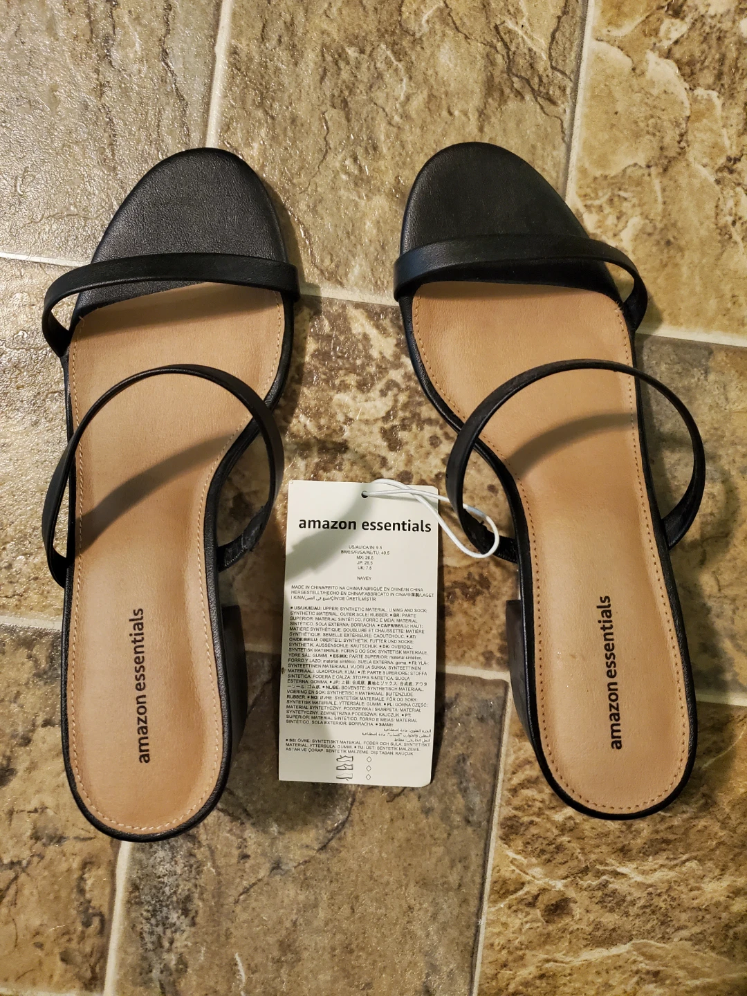 Amazon Essentials Black Heeled Sandals Size 9.5