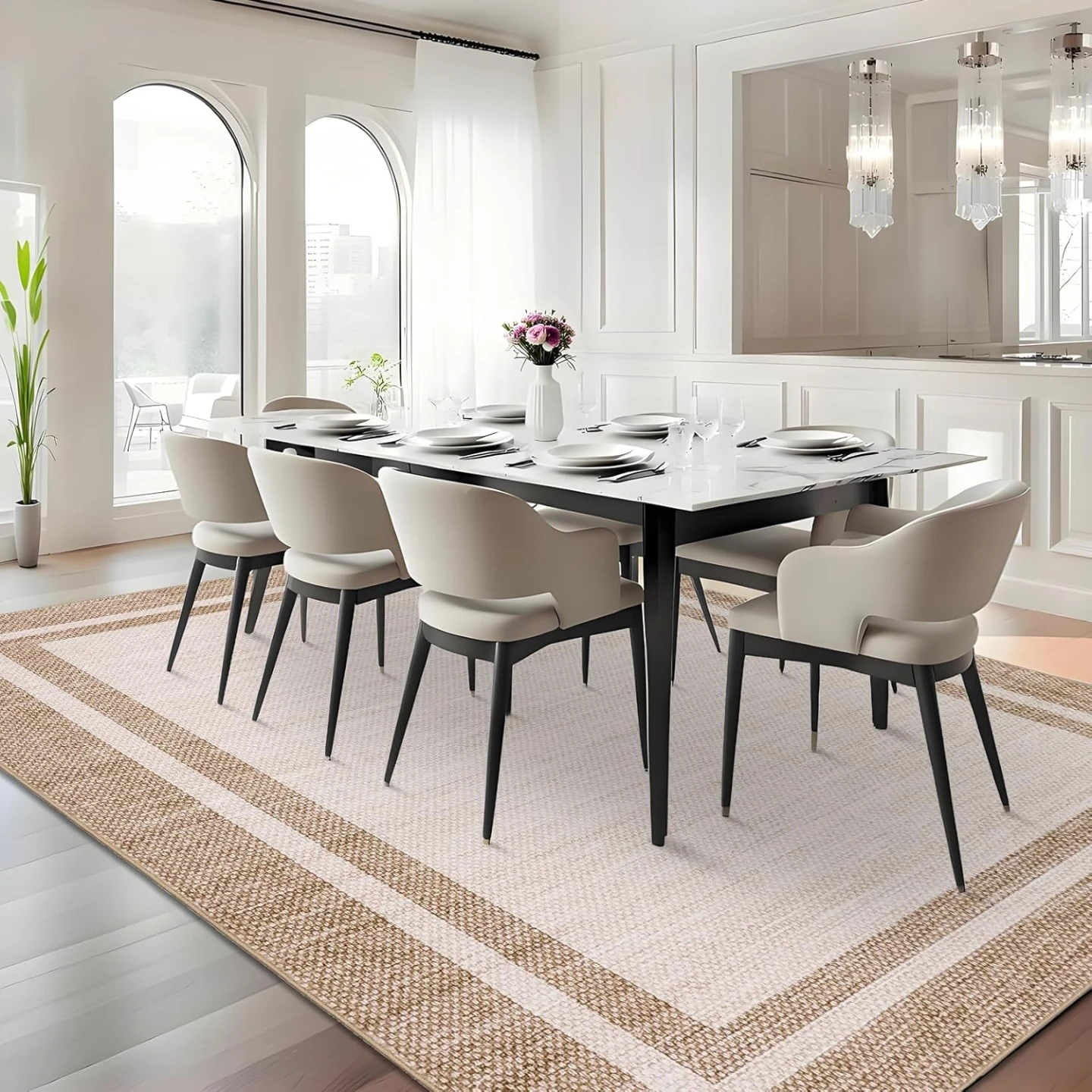 GarveeHome Bordered Washable Area Rug 9x12 Non Slip Carpet - photo 2