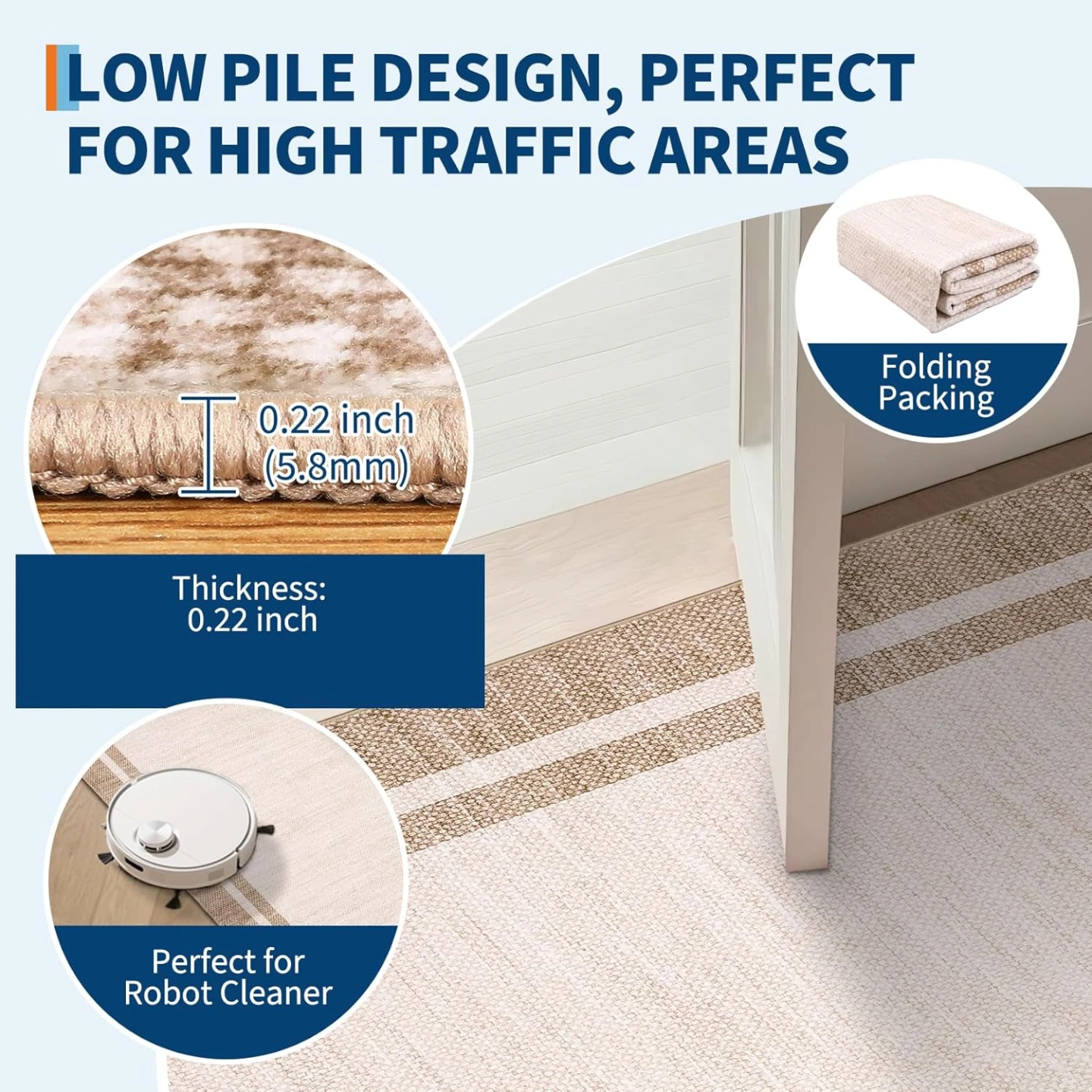 GarveeHome Bordered Washable Area Rug 9x12 Non Slip Carpet - photo 5