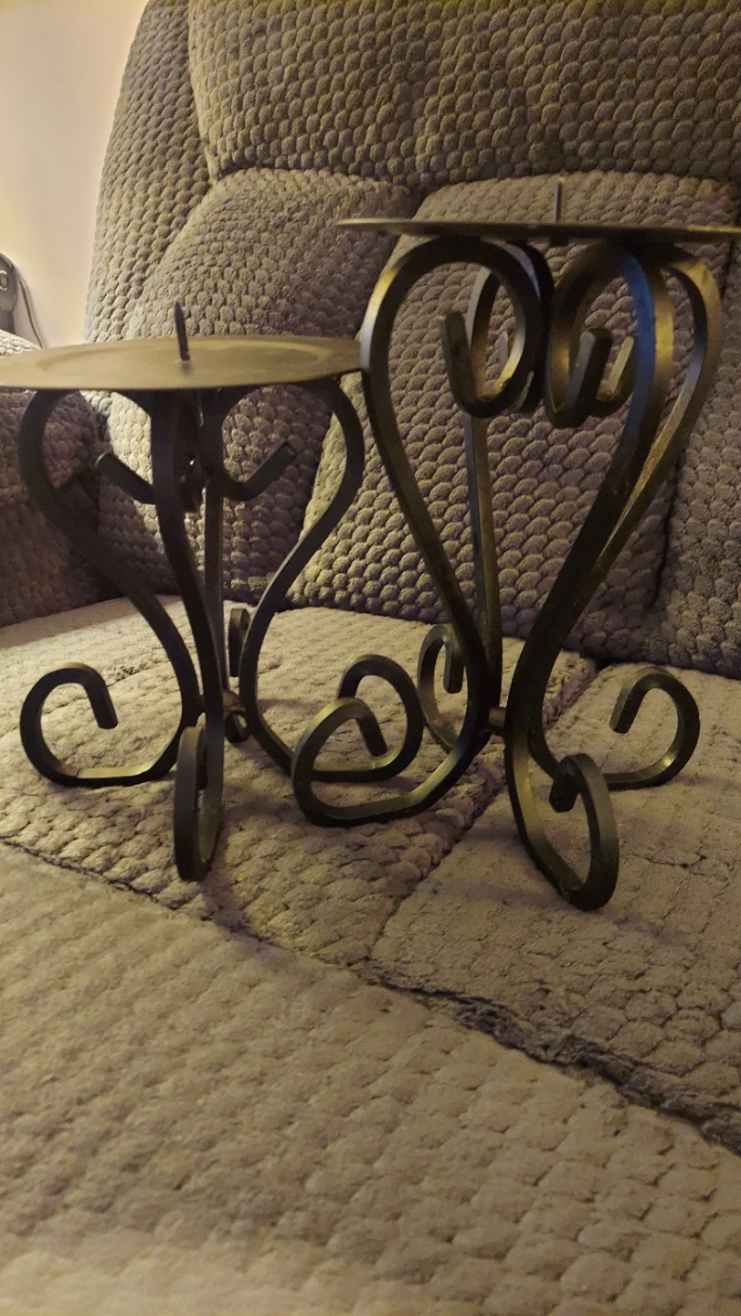 Set of 2 Black Metal Candle Holders