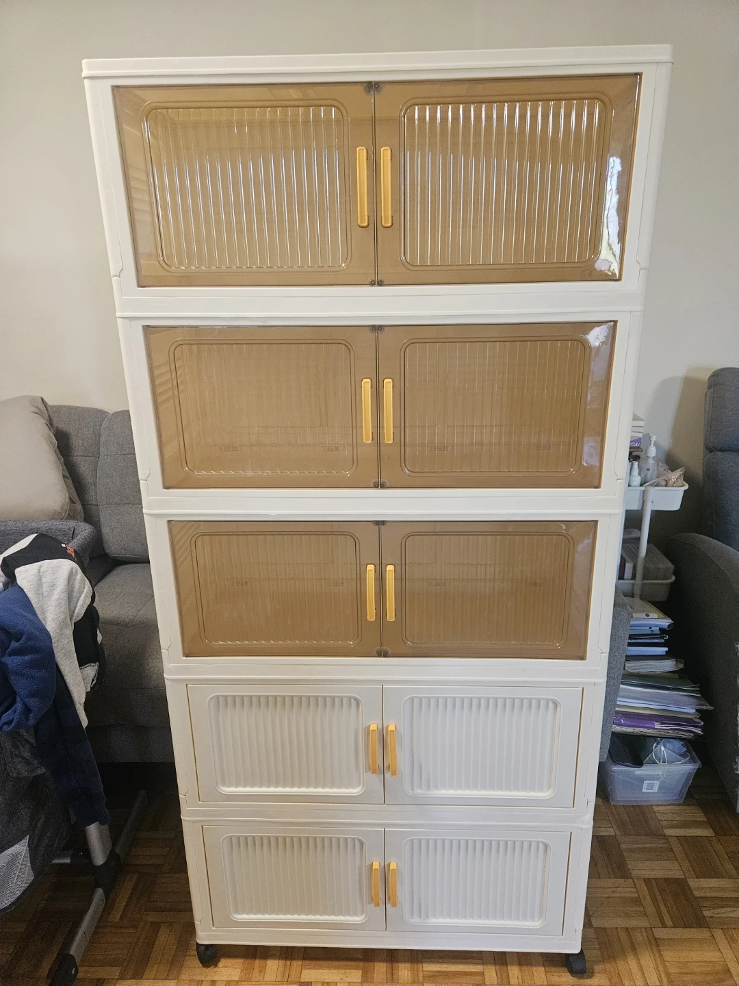Stackable Storage Cabinet with Brown Doors