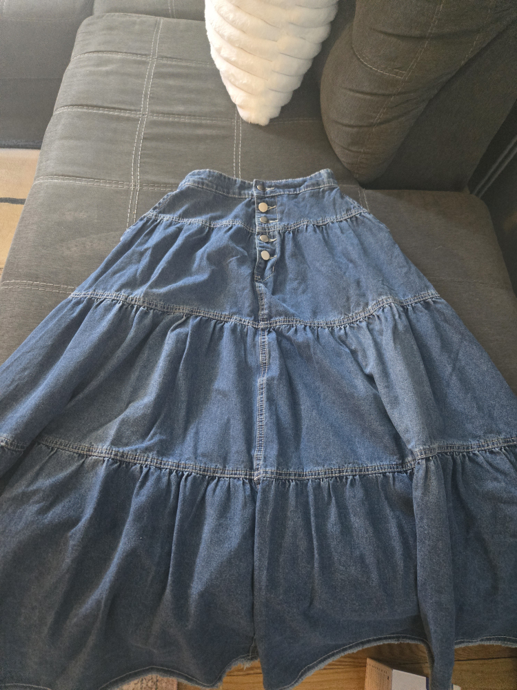 Women's Tiered Denim Maxi Skirt