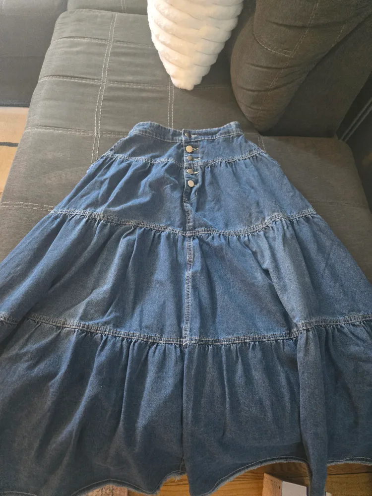 Women's Tiered Denim Maxi Skirt