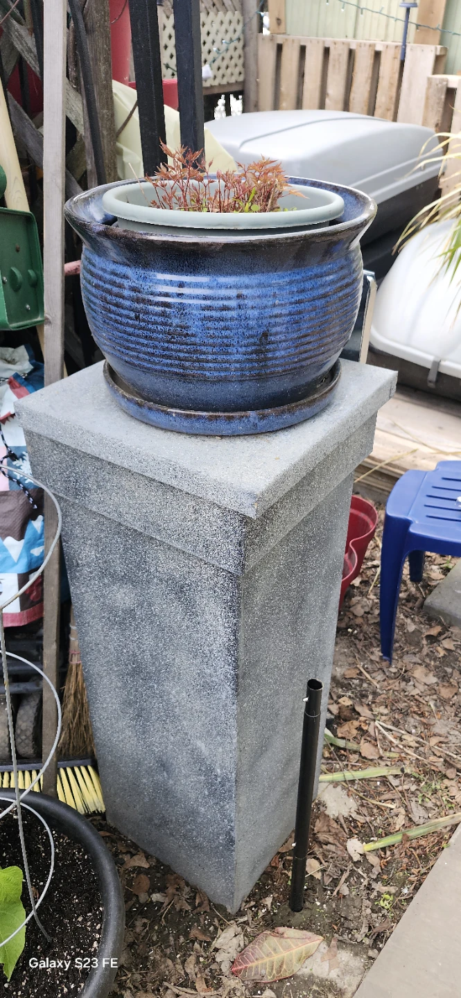 Blue Glazed Ceramic Planter with Saucer - photo 2
