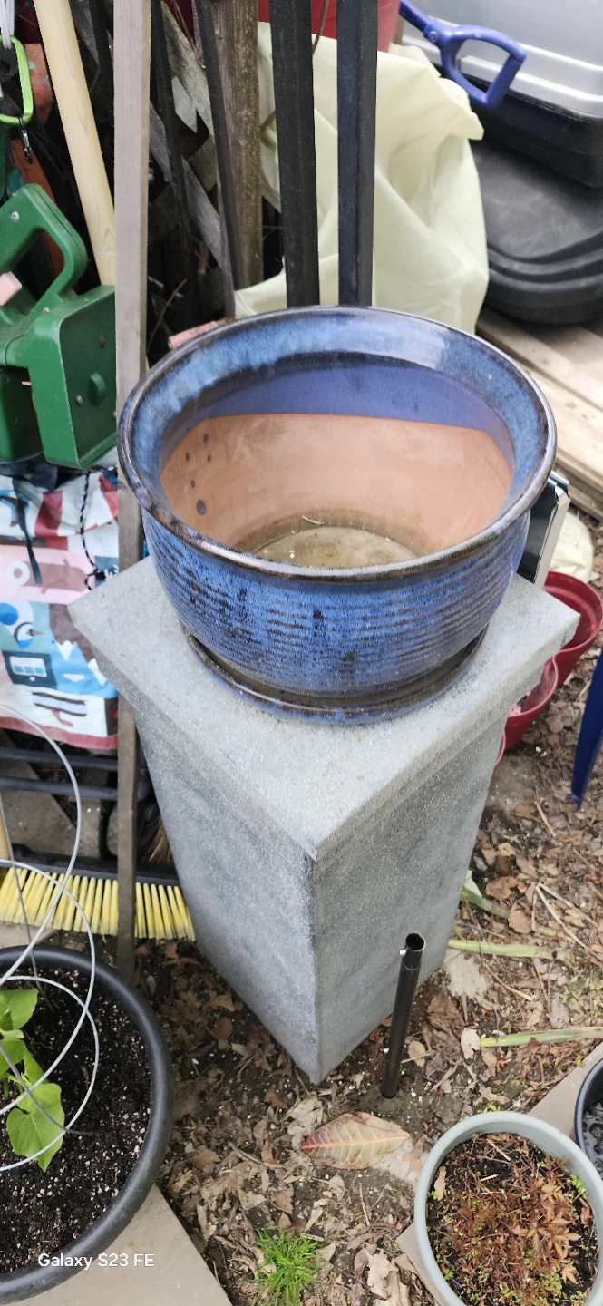 Blue Glazed Ceramic Planter with Saucer - photo 3
