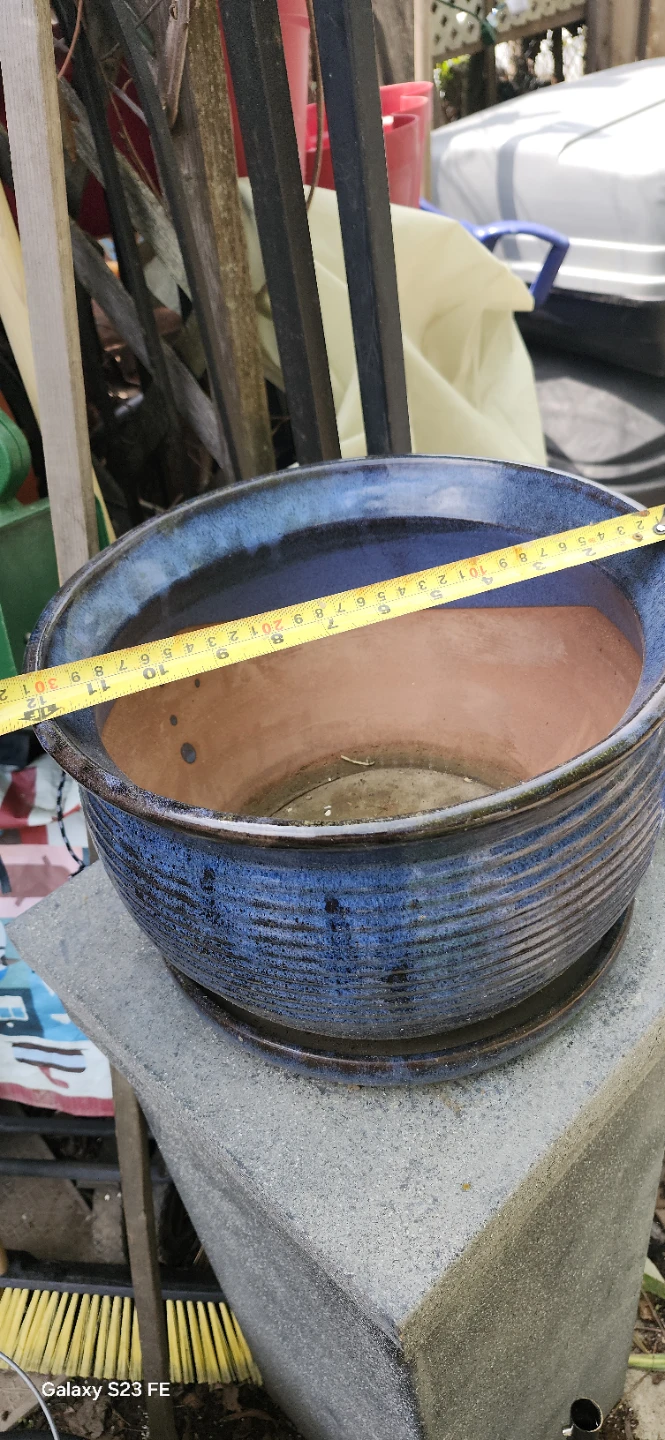 Blue Glazed Ceramic Planter with Saucer - photo 5