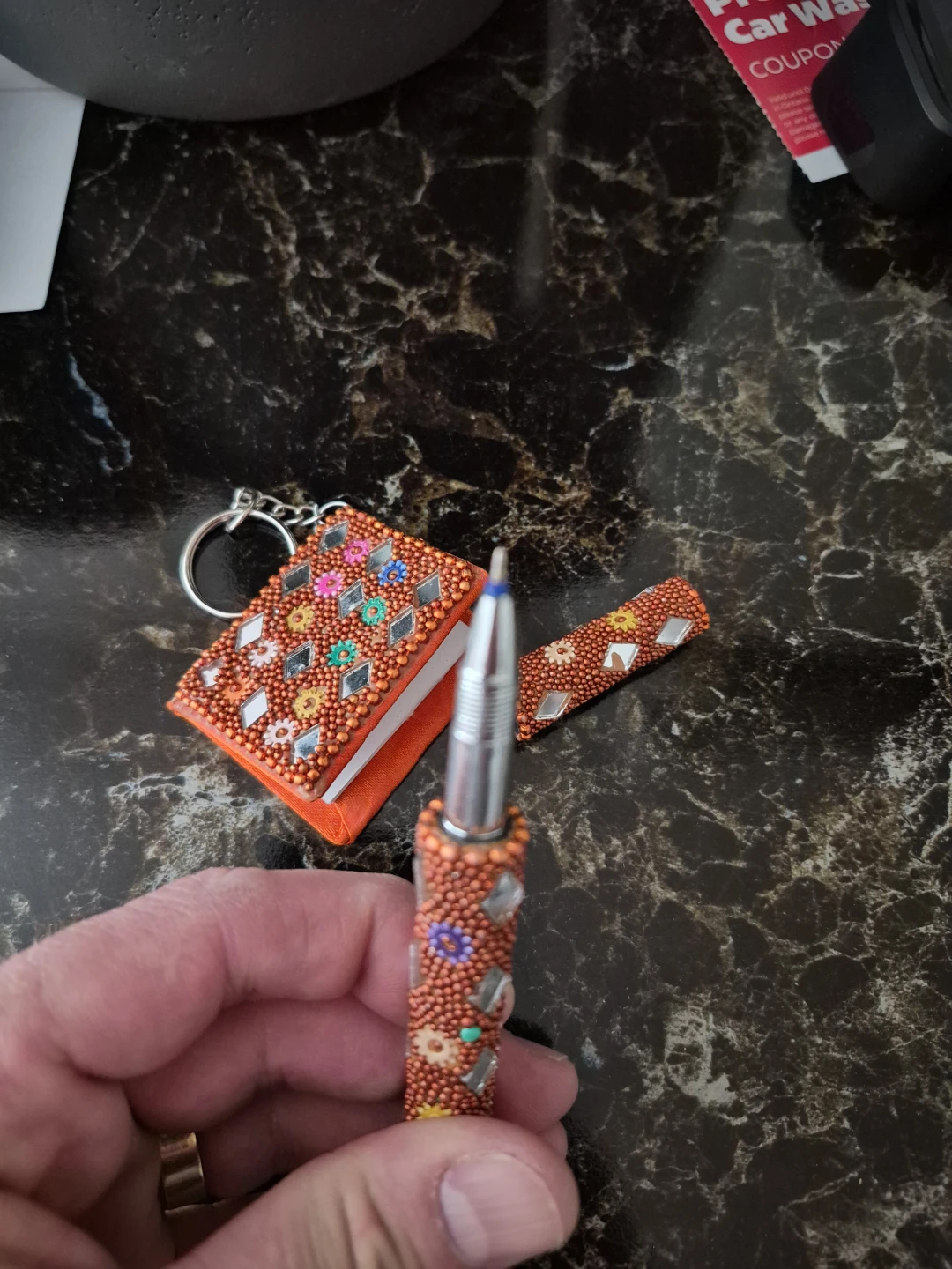 Beaded Mini Notebook Keychain and Pen Set - photo 3