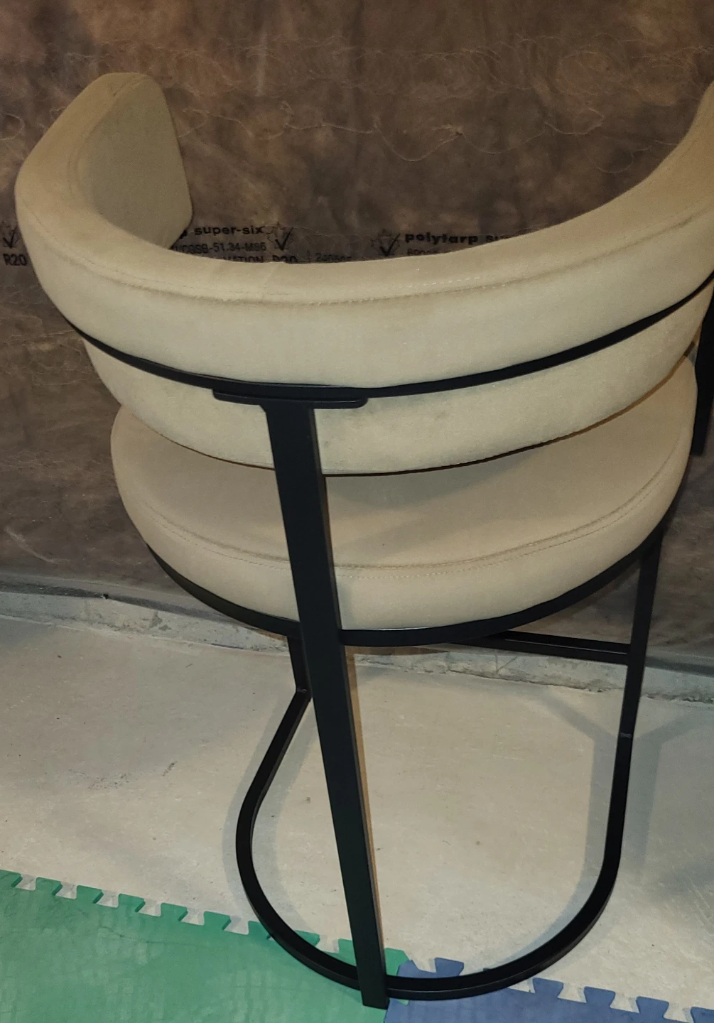 Tan Suede Bar Stool with Black Metal Frame - photo 4