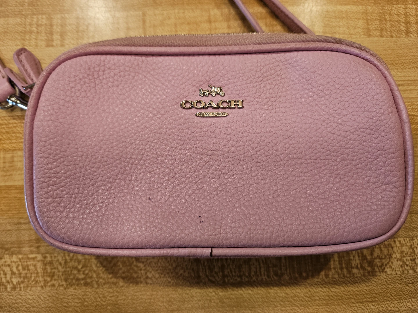 Coach Pink Leather Wristlet Pouch