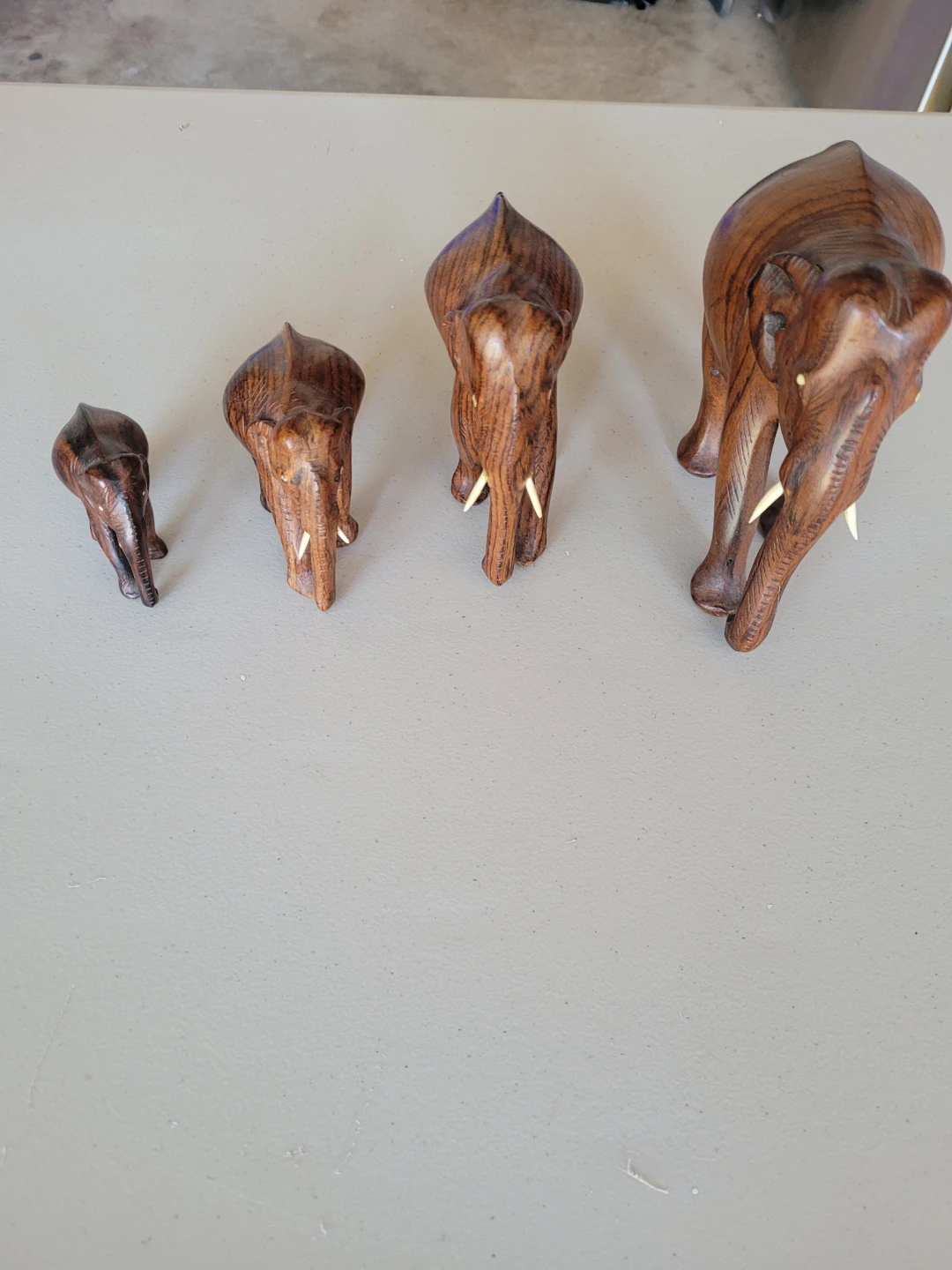 Set of 4 Wooden Elephant Figurines - photo 2