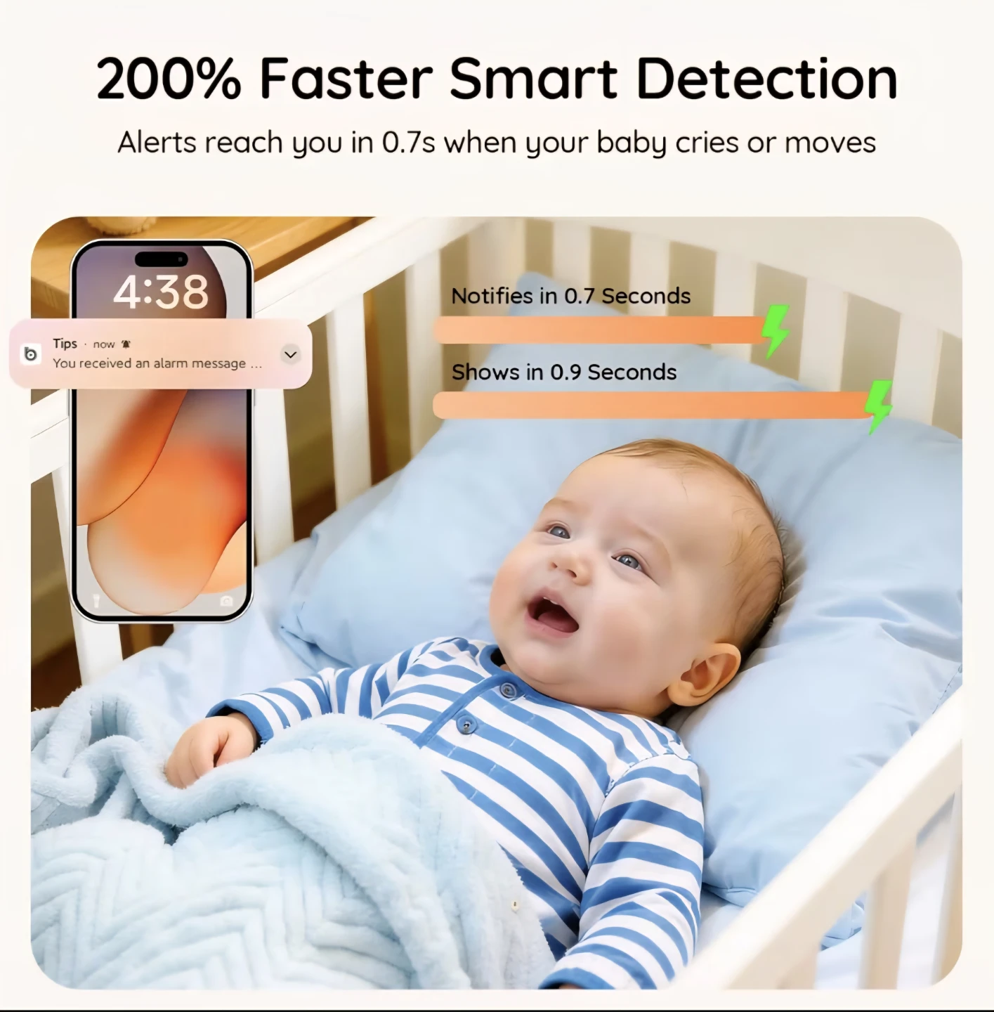 Boifun Baby Monitor with 5" 2K QHD Screen and 2 Cameras - photo 3