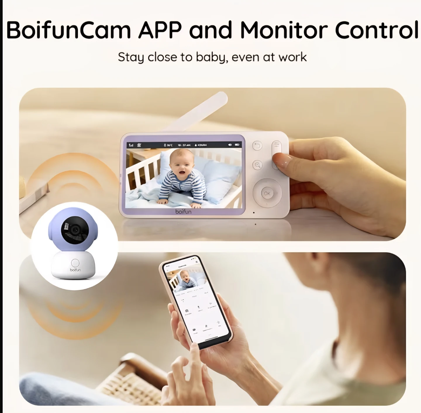 Boifun Baby Monitor with 5" 2K QHD Screen and 2 Cameras - photo 5