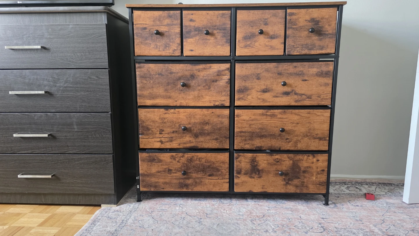 Rustic Wood Dresser with 10 Drawers