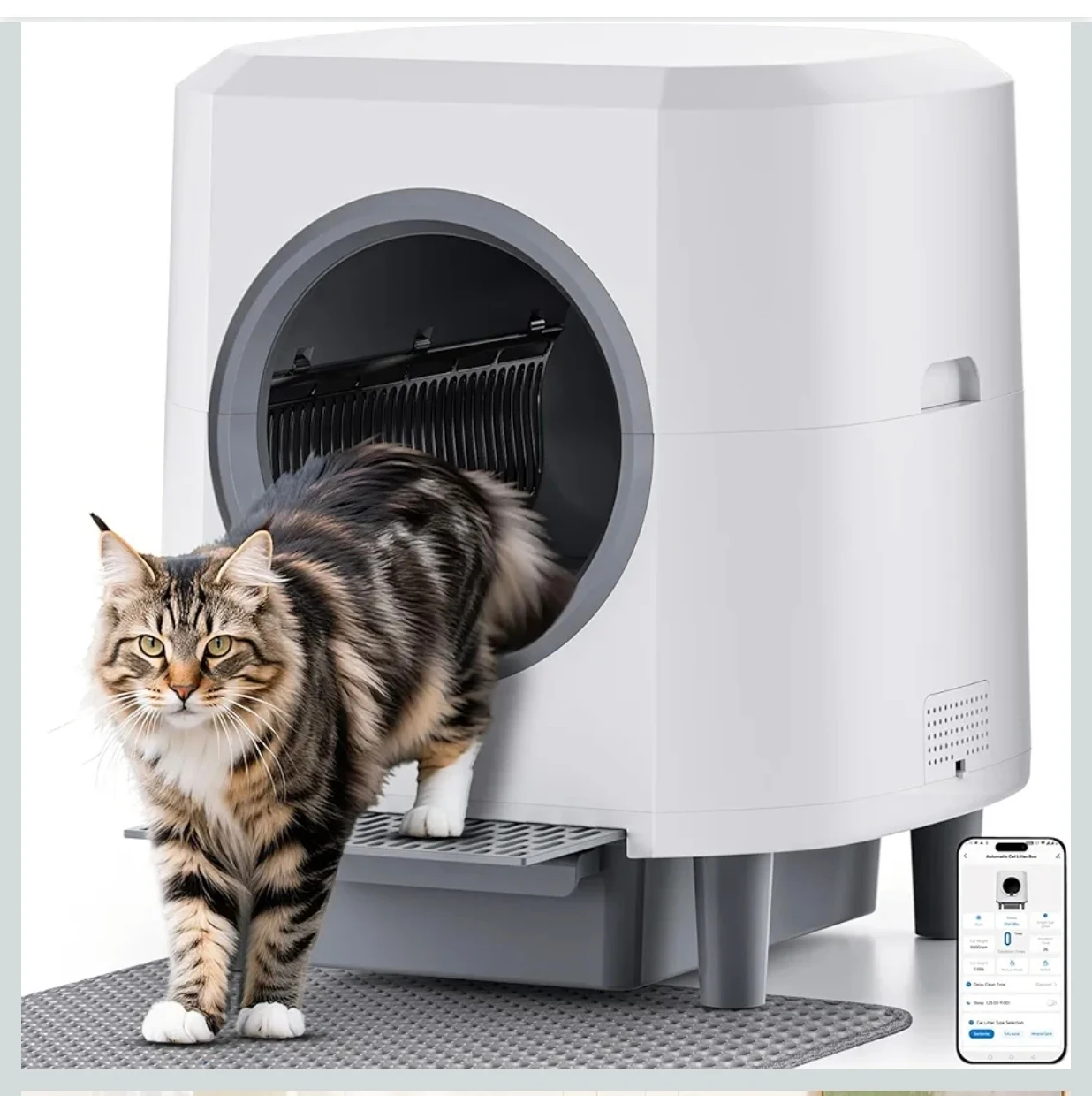 Ellenpent Automatic Self-Cleaning Cat Litter Box - White - photo 2