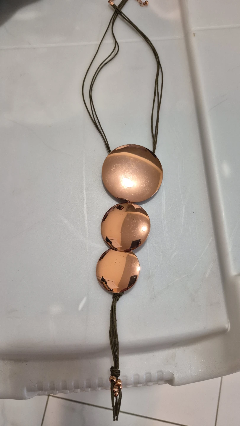 Rose Gold Coppery Disc Pendant Necklace