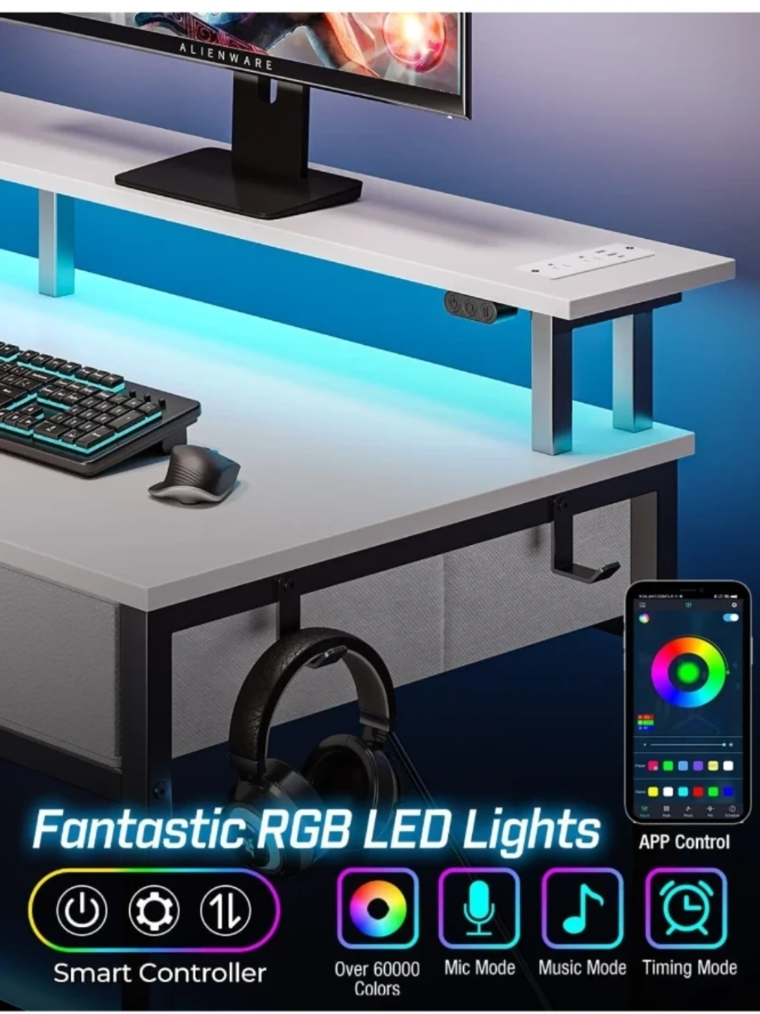 Gaming desk with RGB/outlets - photo 4