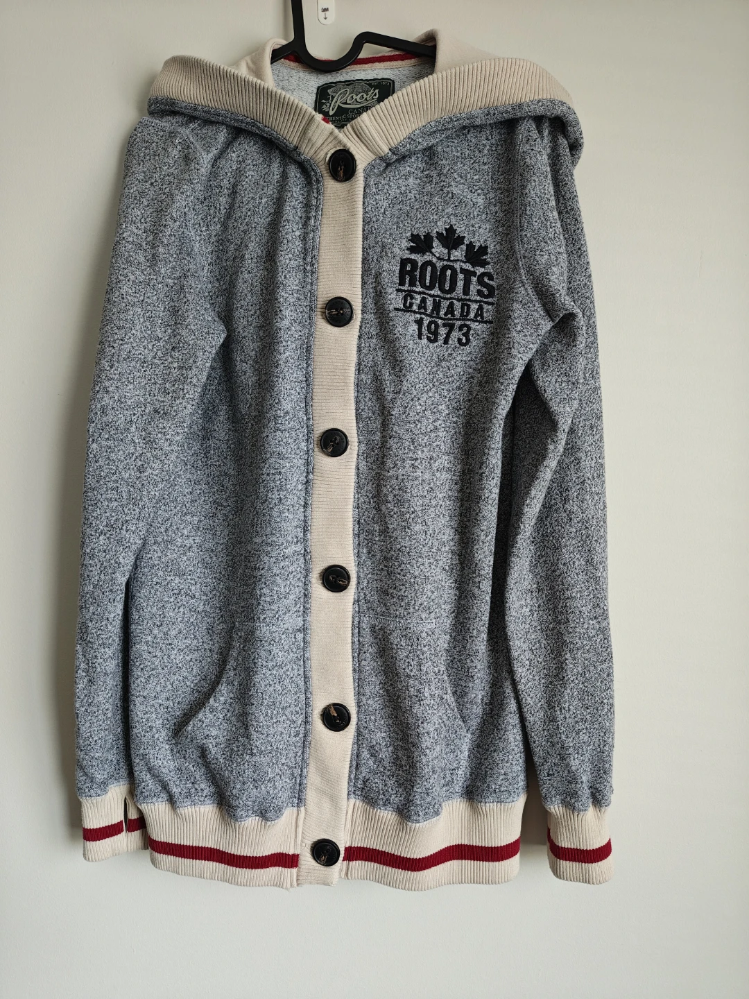 Roots Canada Hooded Cardigan - Grey Heather - Size M - photo 2