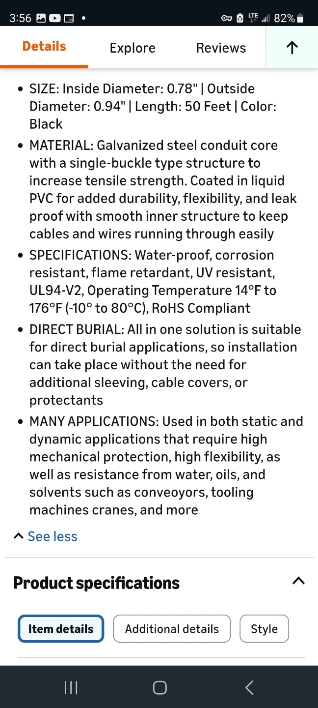 3/4" PVC Coated Flexible Metal Conduit - 100 Feet - photo 2